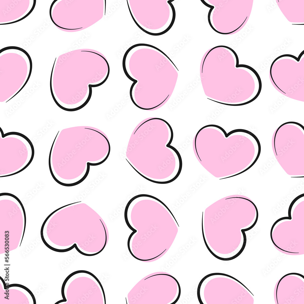 Pink hearts on white background. Vector seamless pattern. Best for textile, wallpapers, wrapping paper, package and St. Valentine's Day decoration. Pink hearts on white background. Vector seamless pattern. Best for textile, wallpapers, wrapping paper, package and St. Valentine's Day decoration.