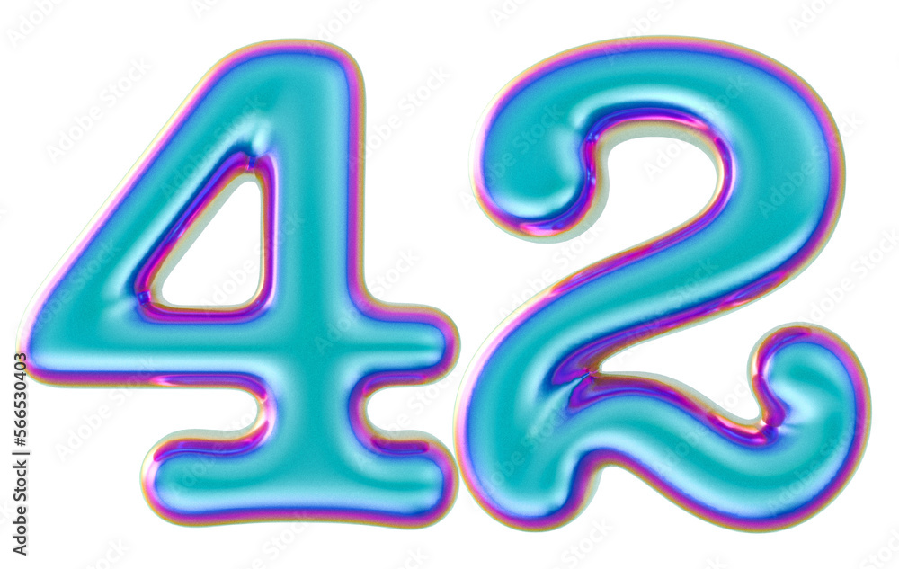 3D Modern Number 42 Generative AI 3D Modern Number 42 Generative AI