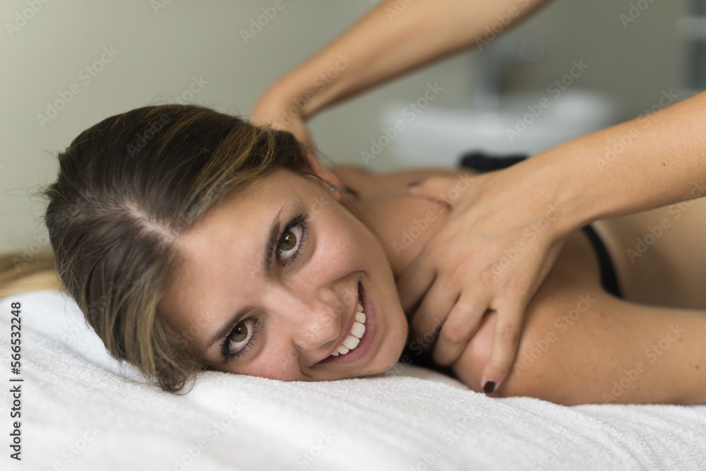 Woman receiving a massage Woman receiving a massage