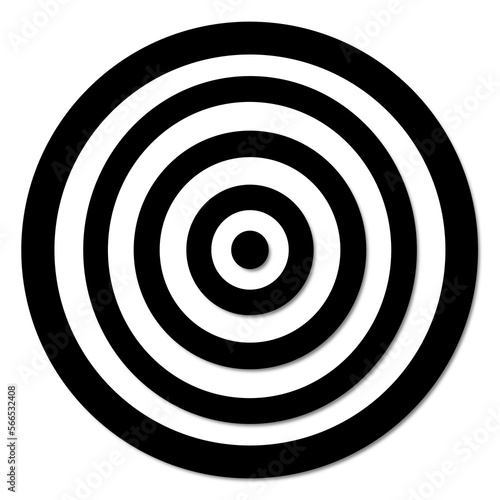 illustrazione con cerchi concentrici bianchi e neri alternati su sfondo trasparente photo