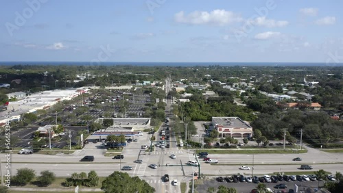 Hobe Sound, Florida US1 Intersection 4k Aerial photo
