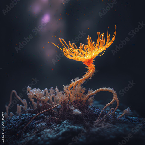 Enchanting image of Cordyceps mushroom sprouting from the earth, showcasing nature's beauty and delicate balance. A must-see for nature lovers © Gabi
