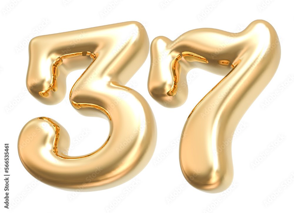3D Gold Modern Number 37 3D Gold Modern Number 37