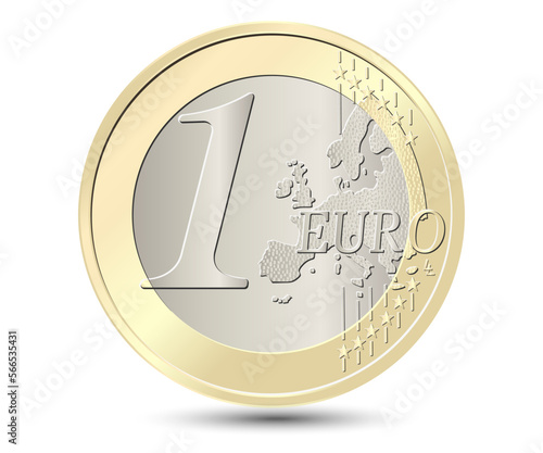One euro coin. Reverse coin. Vector illustration.