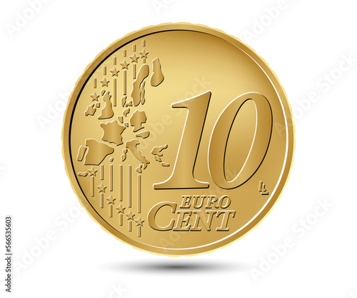 Ten euro cent coin. Reverse coin. Vector illustration.