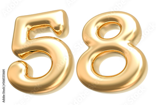 3D Gold Modern Number 58