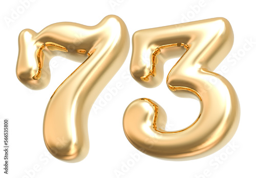 3D Gold Modern Number 73