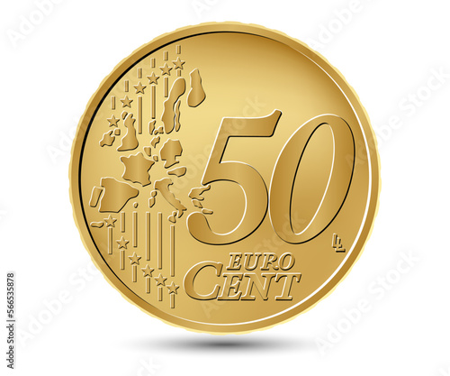 Fifty euro cent coin. Reverse coin. Vector illustration.