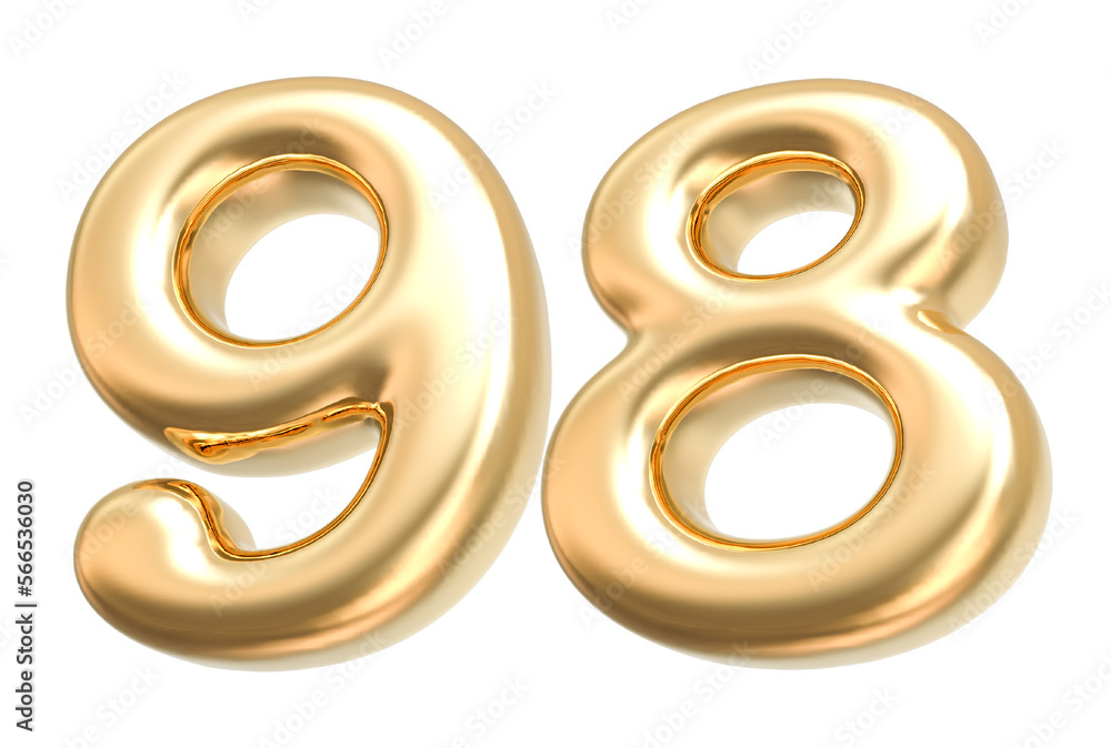 3D Gold Modern Number 98 3D Gold Modern Number 98