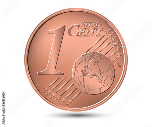 One euro cent coin. Reverse coin. Vector illustration.