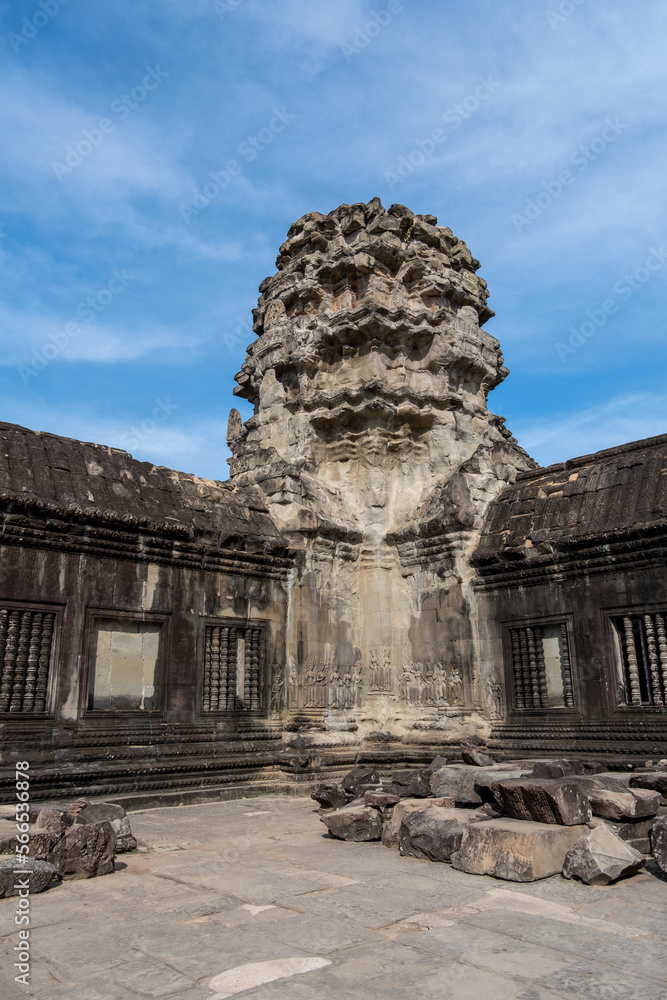 The view inside the biggest temple complex in the world - Angkor Wat, Cambodia
