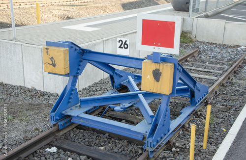 A buffer stop, also known as a buffer weir or buffer, is a form of track closure. It prevents a vehicle from rolling over the end of the track on dea