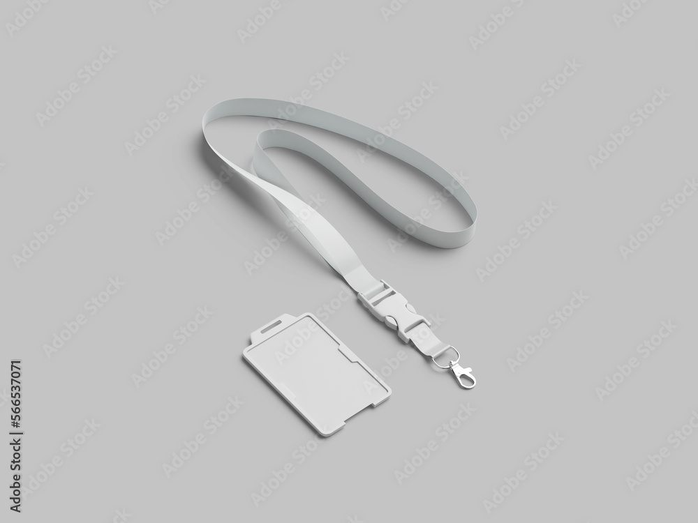 Fototapeta premium Isolated Lanyard & Badge Mockup in High Level Angle