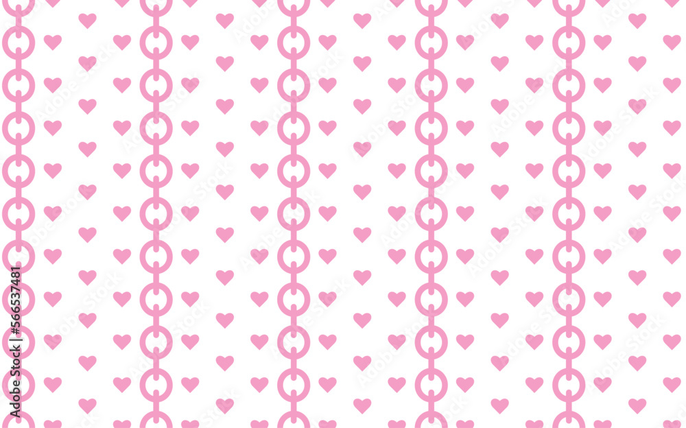 Seamless Pattern with Pink Hearts and Linked Circles Seamless Pattern with Pink Hearts and Linked Circles