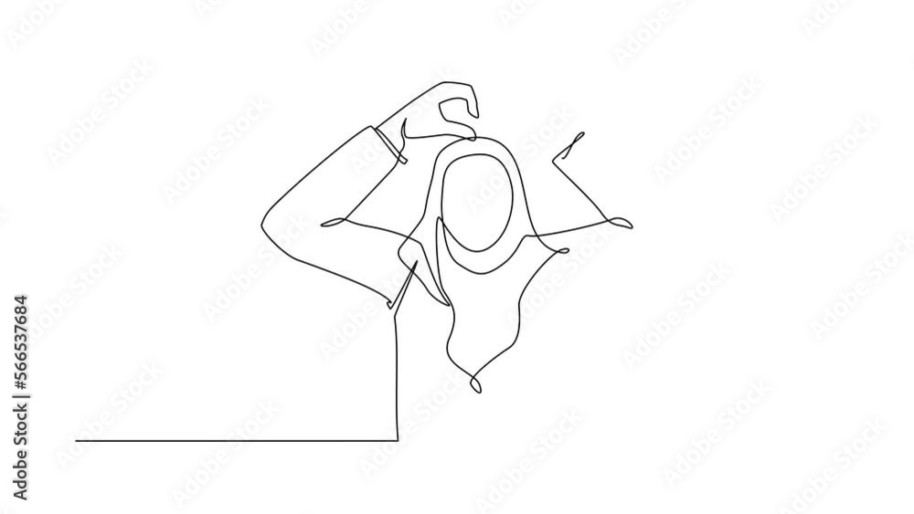 Animated self drawing of continuous line draw Arabian woman making or gesturing heart symbol with fingers. Modern female lifestyle, healthcare, love shape concept. Full length single line animation Animated self drawing of continuous line draw Arabian woman making or gesturing heart symbol with fingers. Modern female lifestyle, healthcare, love shape concept. Full length single line animation