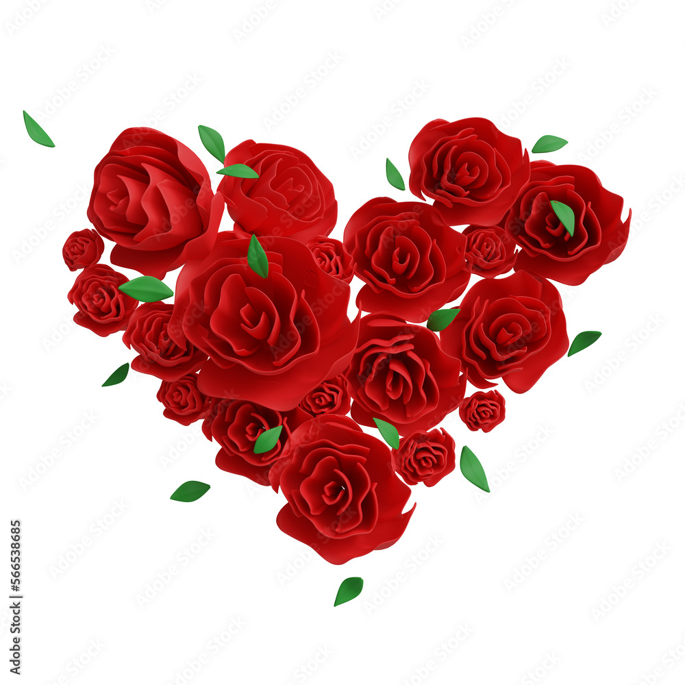 3D rendering. heart-shaped bouquet on a white background. 3D rendering. heart-shaped bouquet on a white background.