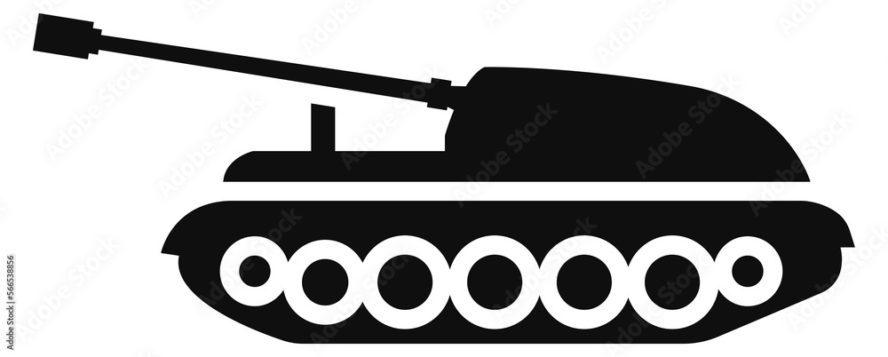 Fototapeta premium Armored combat vehicle. Assault gun black icon