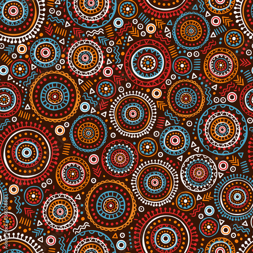 Hand drawn abstract seamless pattern, ethnic background, african style - great for textiles, banners, wallpapers, wrapping - vector design