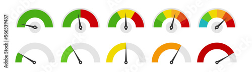 Speedometer icon set. Vector illustration.