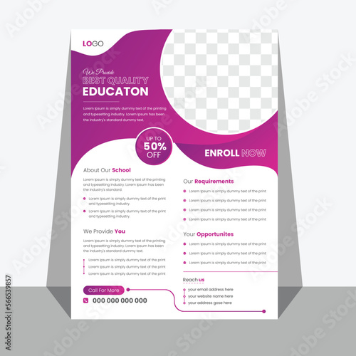 Creative and modern education flyer design. Template for Kids back to school education admission layout design. 