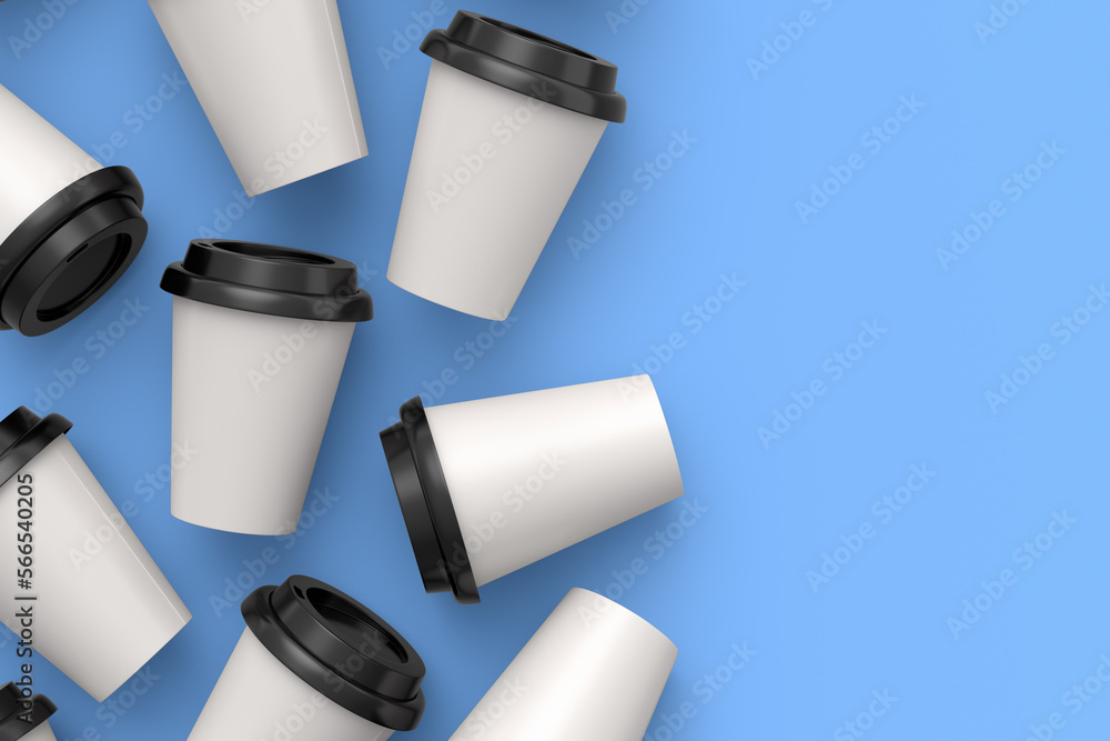 Set of paper coffee cups for cappuccino, americano, espresso, mocha, latte Set of paper coffee cups for cappuccino, americano, espresso, mocha, latte