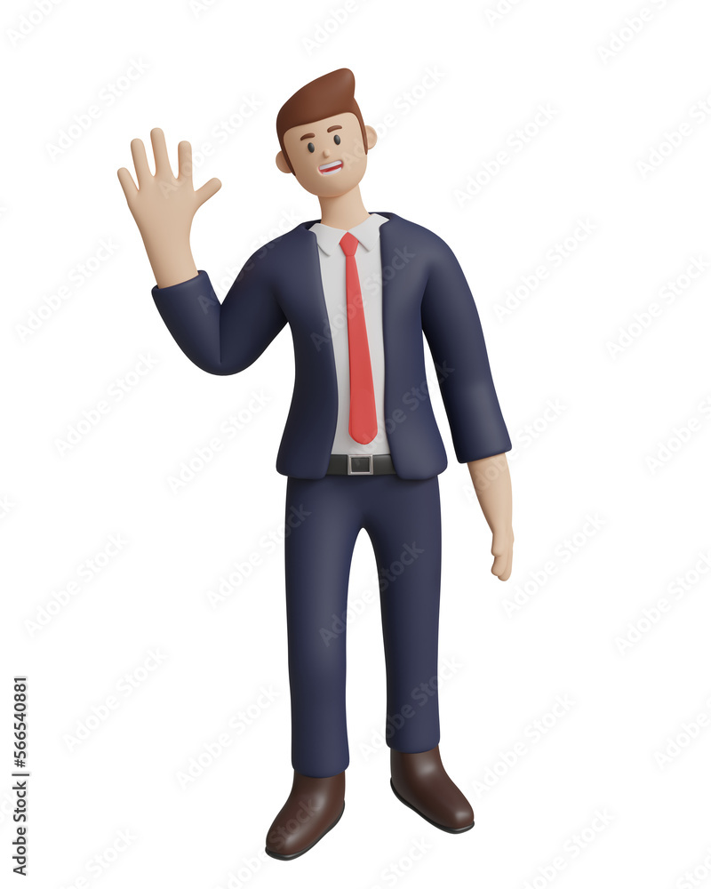 3D rendering. businessman waving hello against a white background. 3D rendering. businessman waving hello against a white background.