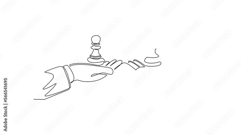 Pawn Animation Self drawing animation of single line draw business concept, of ...