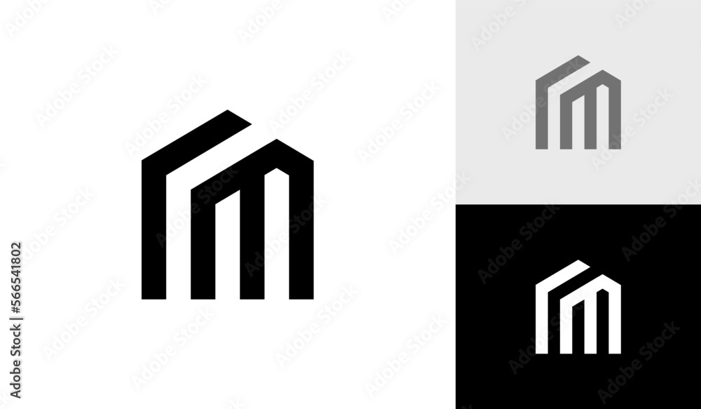 Letter RM initial monogram with house shape logo design vector Letter RM initial monogram with house shape logo design vector