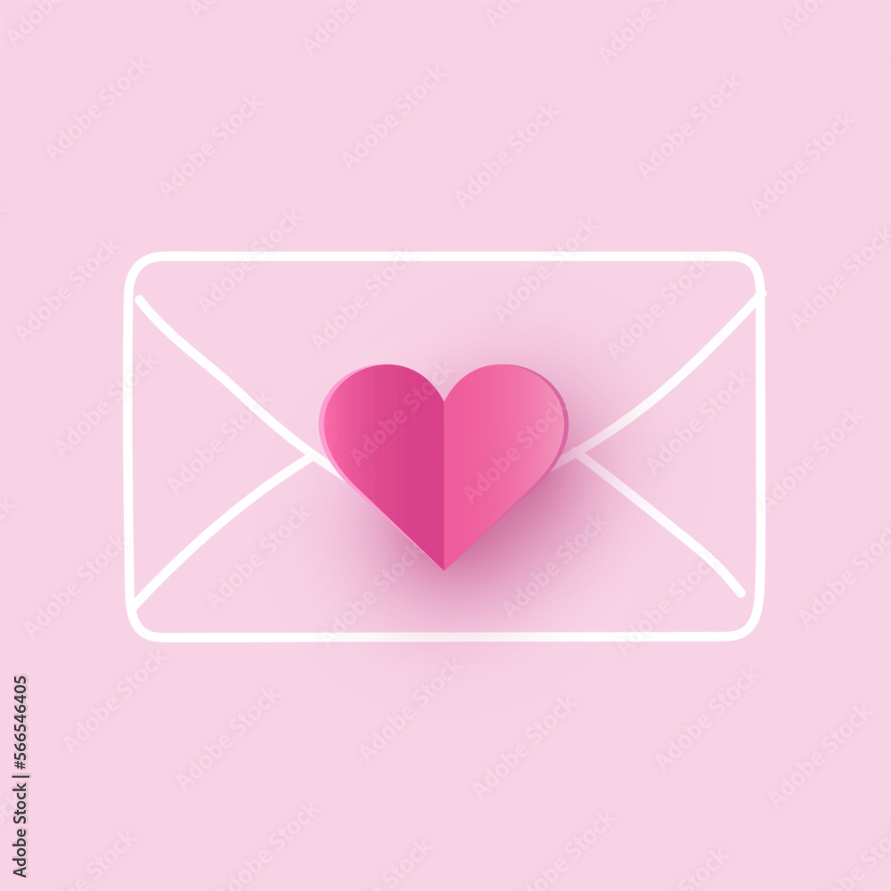 Envelope with hearts. Concept of a love message. Design for Valentine’s Day. Vector illustration Envelope with hearts. Concept of a love message. Design for Valentine’s Day. Vector illustration