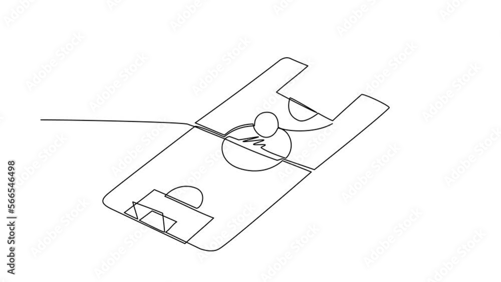 Animated self drawing of continuous line draw football field on smartphone. Mobile football soccer. Mobile sports play match. Online soccer game with live mobile app. Full length one line animation Animated self drawing of continuous line draw football field on smartphone. Mobile football soccer. Mobile sports play match. Online soccer game with live mobile app. Full length one line animation