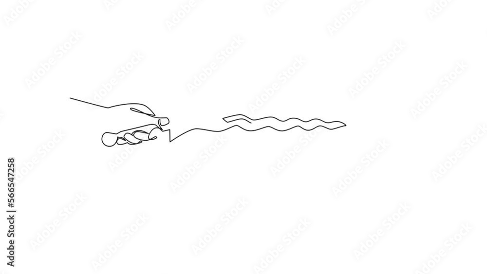 Animated self drawing of continuous line draw hand holding keris weapon from Indonesia. Javanese keris with its elaborately carved handle and wavy blade is unique. Full length one line animation Animated self drawing of continuous line draw hand holding keris weapon from Indonesia. Javanese keris with its elaborately carved handle and wavy blade is unique. Full length one line animation