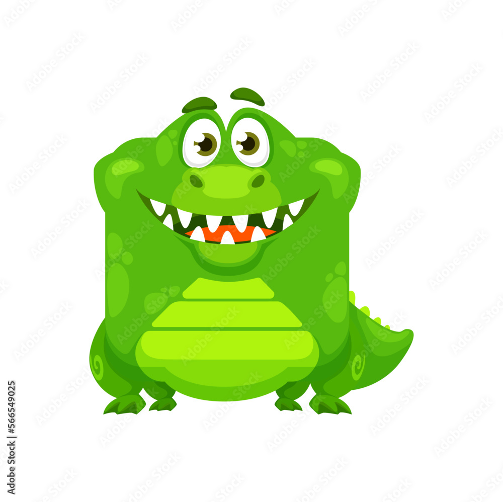 Obraz premium Cartoon kawaii square croc animal face, crocodile smile emoticon vector icon. Kawaii smile face of funny cute alligator animal, cute African jungle character emoji with smile