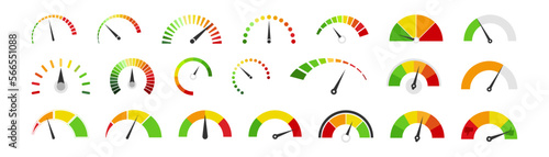 Speedometer icon set. Vector illustration.