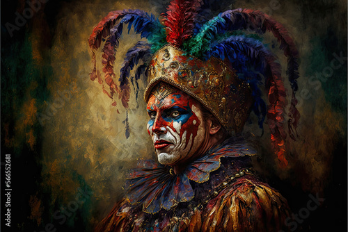 Mardi Gras, Fasching, Fat Tuesday. People in colored festival carnival masquerade mask. festival masquerade, costume party. AI generative