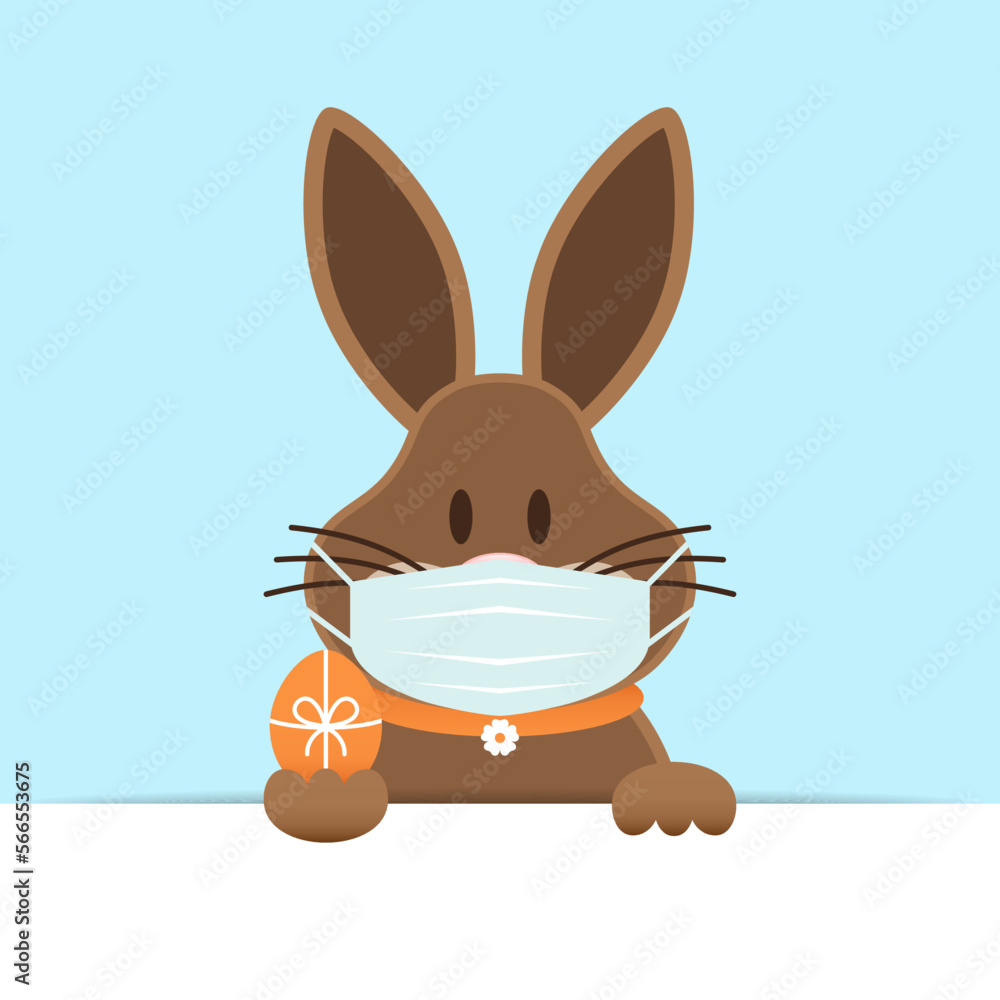 Obraz premium Einzelner Osterhase Maske Mit Osterei Banner Horizontal Himmel