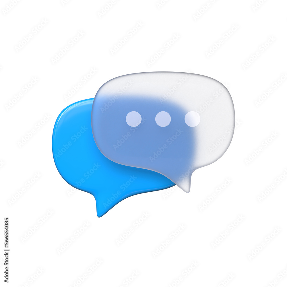 Chat glass icon 3d render isolated Chat glass icon 3d render isolated
