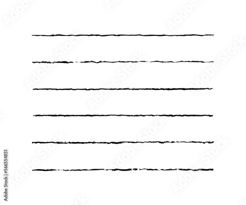 Line underline. Set strike lines black color isolated on white background. Pen stripe brush strokes. Patch pencil strips. Marker collection design. Grunge sketch thin long texture. Vector illustration