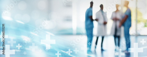 Fotografie Doctors and nurses team overlay for healthcare, medical insurance and meeting at hospital