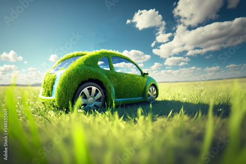 Stampa su tela Eco friendly car development; clear ecology driving; no pollution and emmission transportation concept