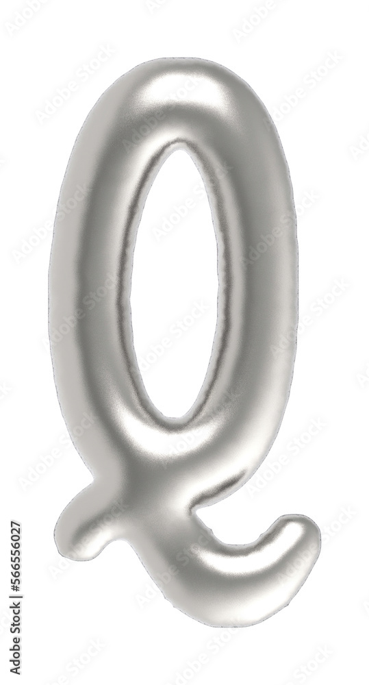 Letter Q uppercase metallic inflated font isolated Letter Q uppercase metallic inflated font isolated