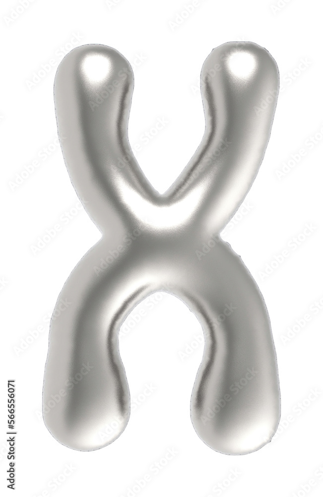 Letter X uppercase metallic inflated font isolated Letter X uppercase metallic inflated font isolated