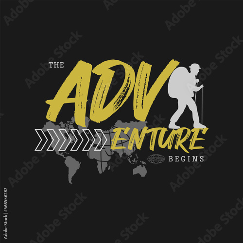 the adventure begins typography for print t shirt vector
