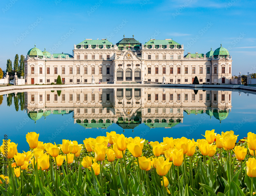 Upper Belvedere palace in spring in Vienna, Austria