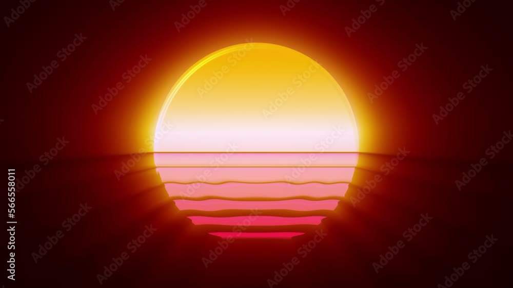 Retrowave sun, 80s, 90s style, synthwave, vaporwave glowing sunset loop animation. Retrowave sun, 80s, 90s style, synthwave, vaporwave glowing sunset loop animation.