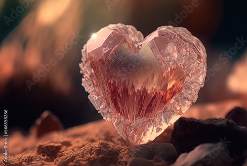 Morganite, close up cute gemstone cut in heart shape, Generative Ai