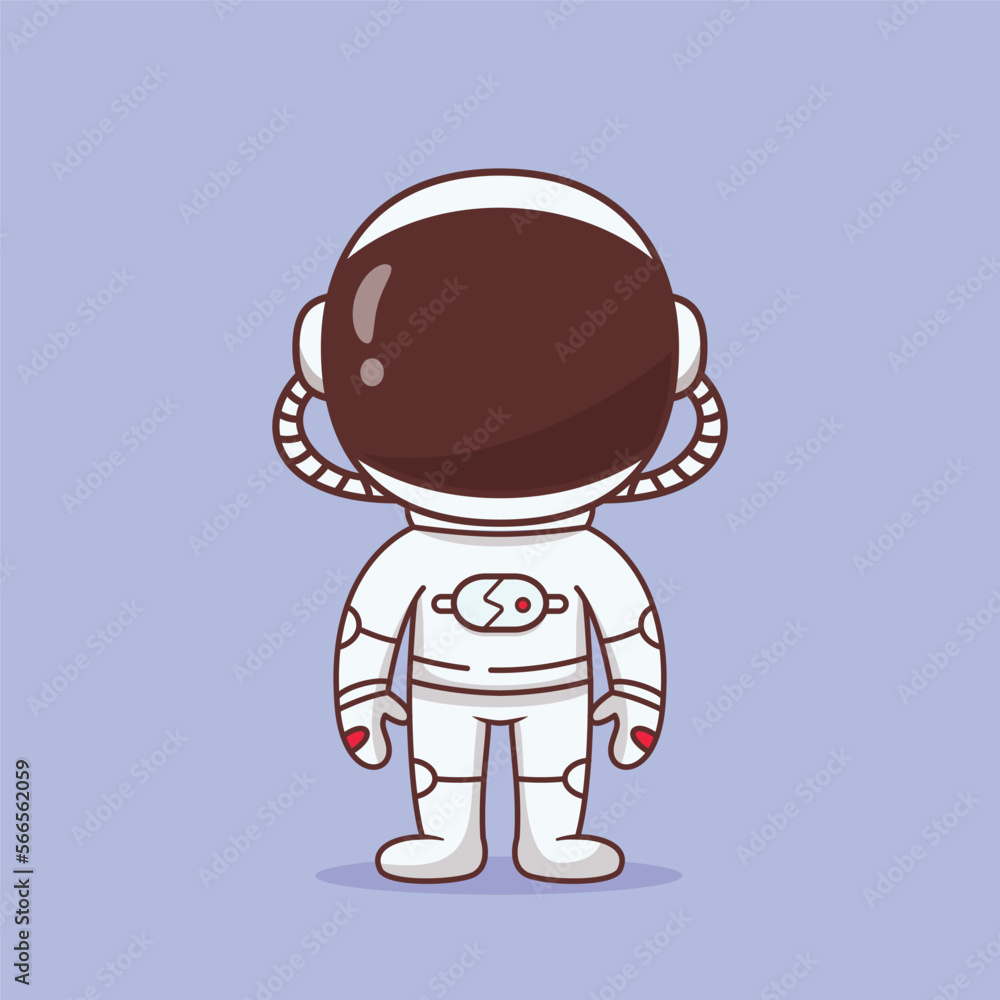 Astronaut in full space suit cartoon illustration Astronaut in full space suit cartoon illustration