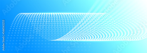 Wave of fresh cold air. Dotted curved lines. Blue particles waves abstract backgroud. Fresh aroma, ventilation, air filtration. Vector illustration.