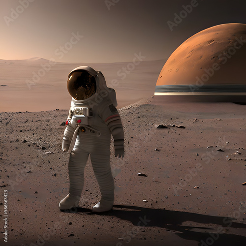 Astronaut in front of Marsbase photo