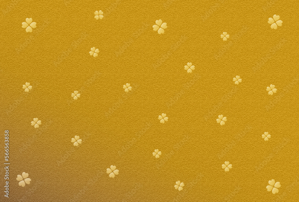 カード素材　四つ葉の柄の入った金色の背景