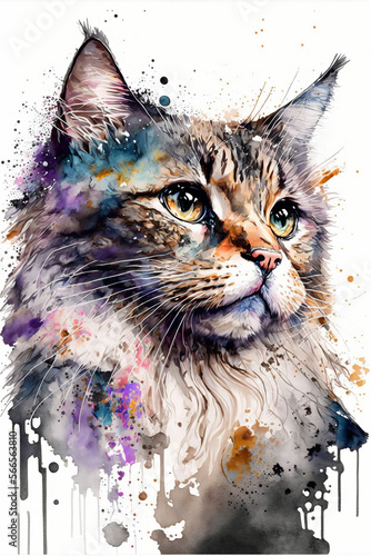 Colored Cat portrait